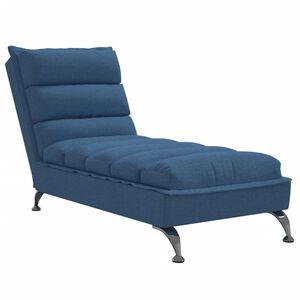 vidaXL Chaise Lounge with Cushions Blue Fabric