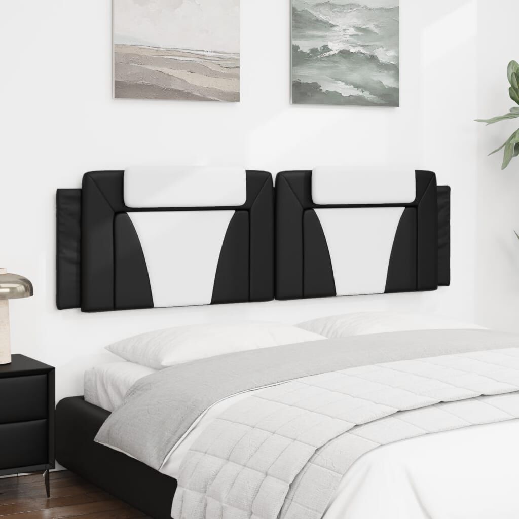 vidaXL Headboard Cushion "Viana" Black and White 183 cm King Faux Leather