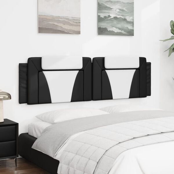 vidaXL Headboard Cushion "Viana" Black and White 183 cm King Faux Leather