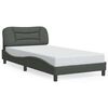 vidaXL Bed Frame with LED without Mattress "Hvar" Dark Grey 100x203 cm Fabric