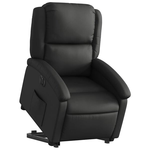 vidaXL Electric Stand up Recliner Chair Black Real Leather