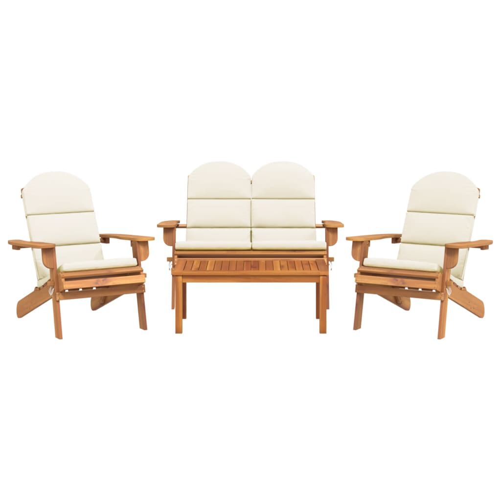 vidaXL 4 Piece Adirondack Garden Lounge Set Solid Wood Acacia