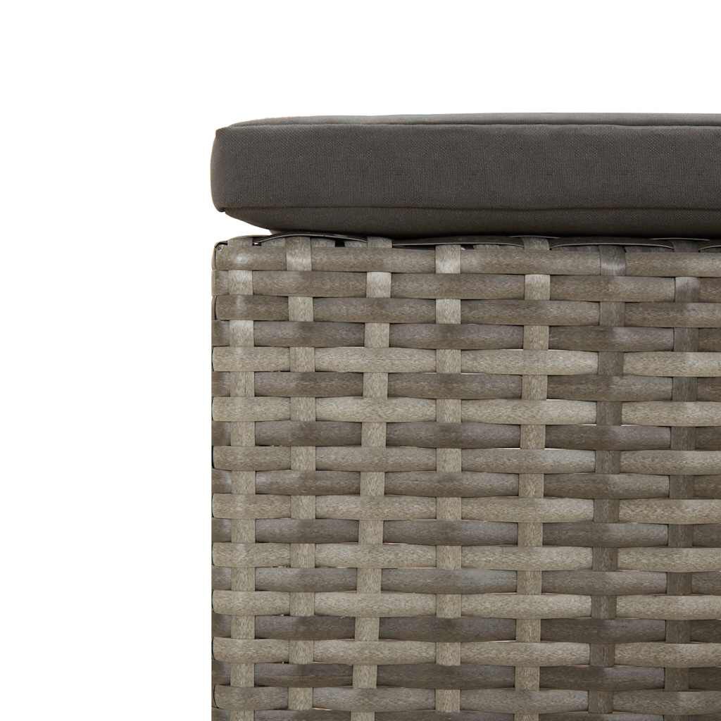 vidaXL Garden Footrest with Cushion Grey Poly Rattan