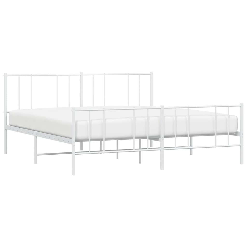vidaXL Metal Bed Frame without Mattress with Footboard White 193x203cm