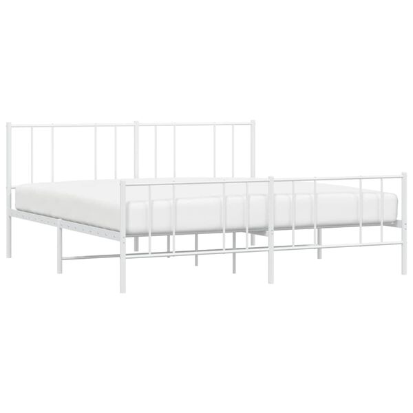 vidaXL Metal Bed Frame without Mattress with Footboard White 193x203cm