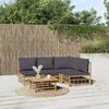 vidaXL 5 Piece Garden Lounge Set with Dark Grey Cushions Bamboo