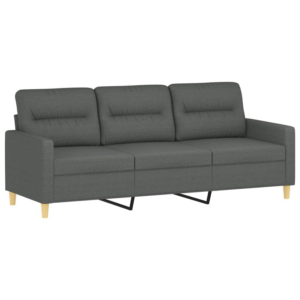 vidaXL 2 Piece Sofa Set with Pillows Dark Grey Fabric