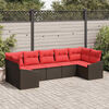 vidaXL Sofa Set with Cushion 7 pcs Brown Poly Rattan