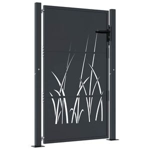 vidaXL Garden Gate Anthracite 100x150 cm Steel Grass Design