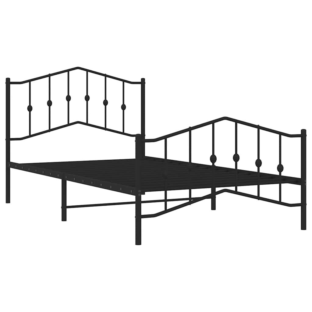 vidaXL Metal Bed Frame without Mattress with Footboard Black 100x200cm