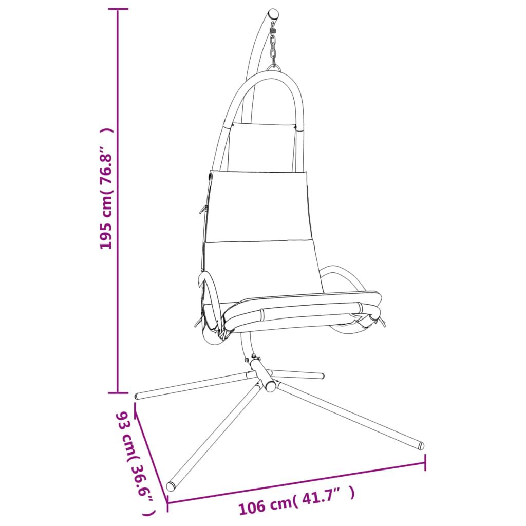 vidaXL Garden Swing Chair with Cushion Dark Grey Oxford Fabric&Steel