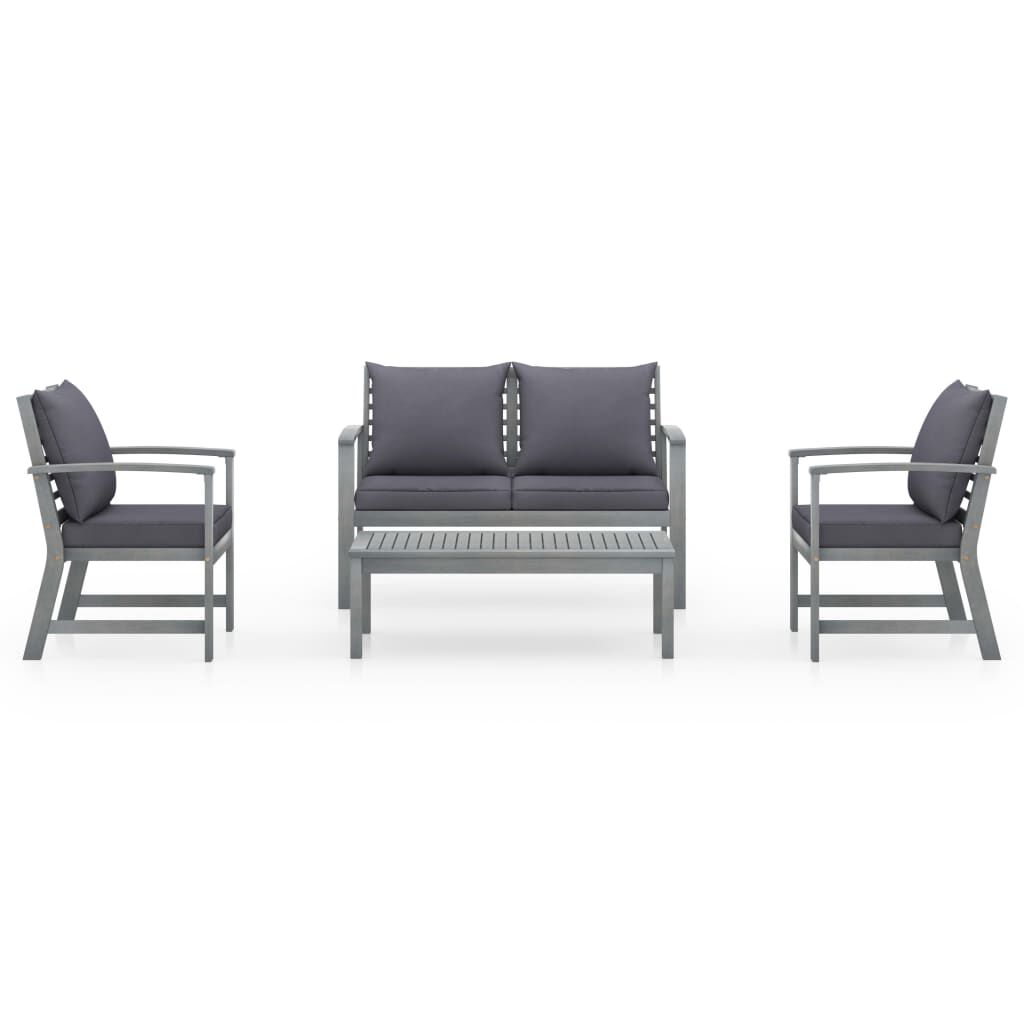 vidaXL 4 Piece Garden Lounge Set with Cushions Solid Acacia Wood