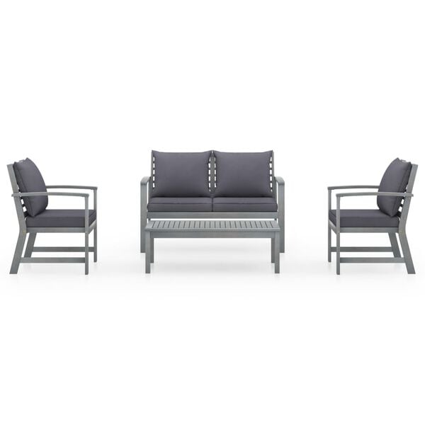 vidaXL 4 Piece Garden Lounge Set with Cushions Solid Acacia Wood