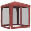 vidaXL Party Tent with 4 Mesh Sidewalls Red 2x2 m HDPE