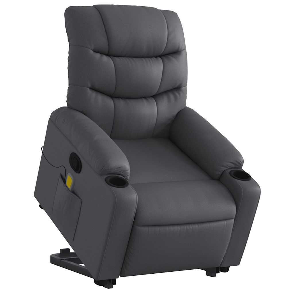 vidaXL Stand up Massage Recliner Chair Grey Faux Leather