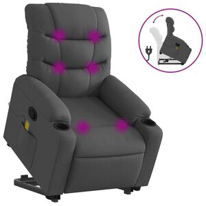 vidaXL Stand up Massage Recliner Chair Dark Grey Fabric