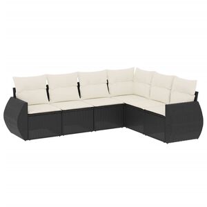 vidaXL 6 Piece Garden Sofa Set with Cushions Black Poly Rattan