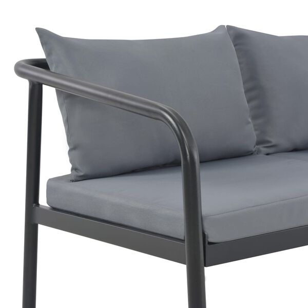vidaXL 2 Seater Garden Bench with Cushions Grey Aluminium