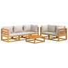 vidaXL 6 Piece Garden Lounge Set with Light Grey Cushions Solid Wood