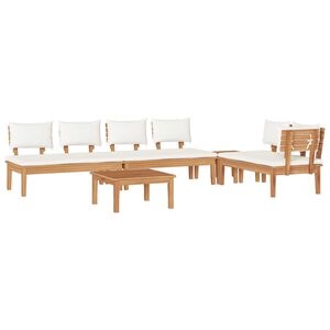 vidaXL Garden Bench Set with Cushion 5 pcs Brown and Cream