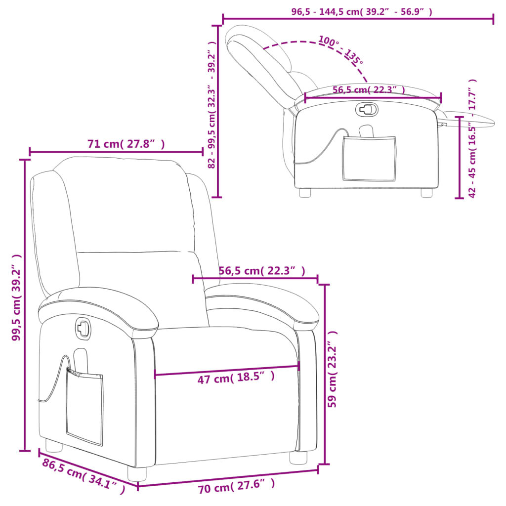 vidaXL Massage Recliner Chair Black Faux Leather