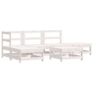 vidaXL 6 Piece Garden Lounge Set White Solid Wood Pine
