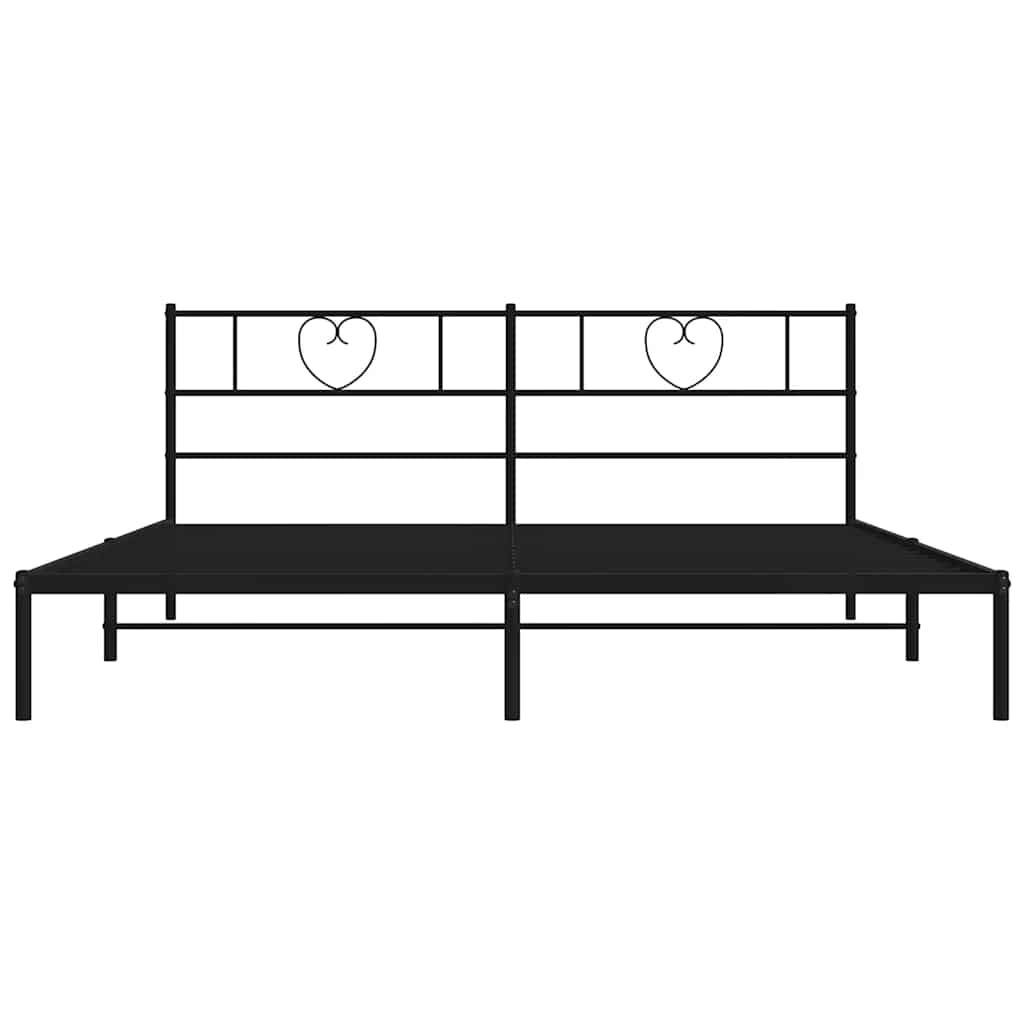 vidaXL Metal Bed Frame without Mattress with Headboard Black 183x213cm