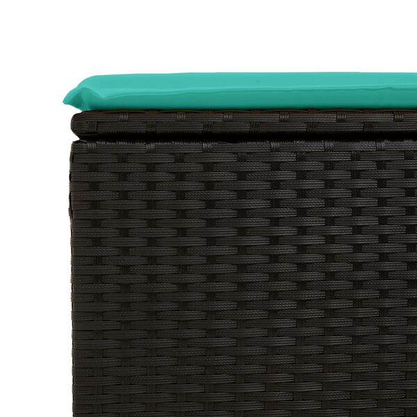 vidaXL Garden Stool with Cushion Black 55x55x37 cm Poly Rattan