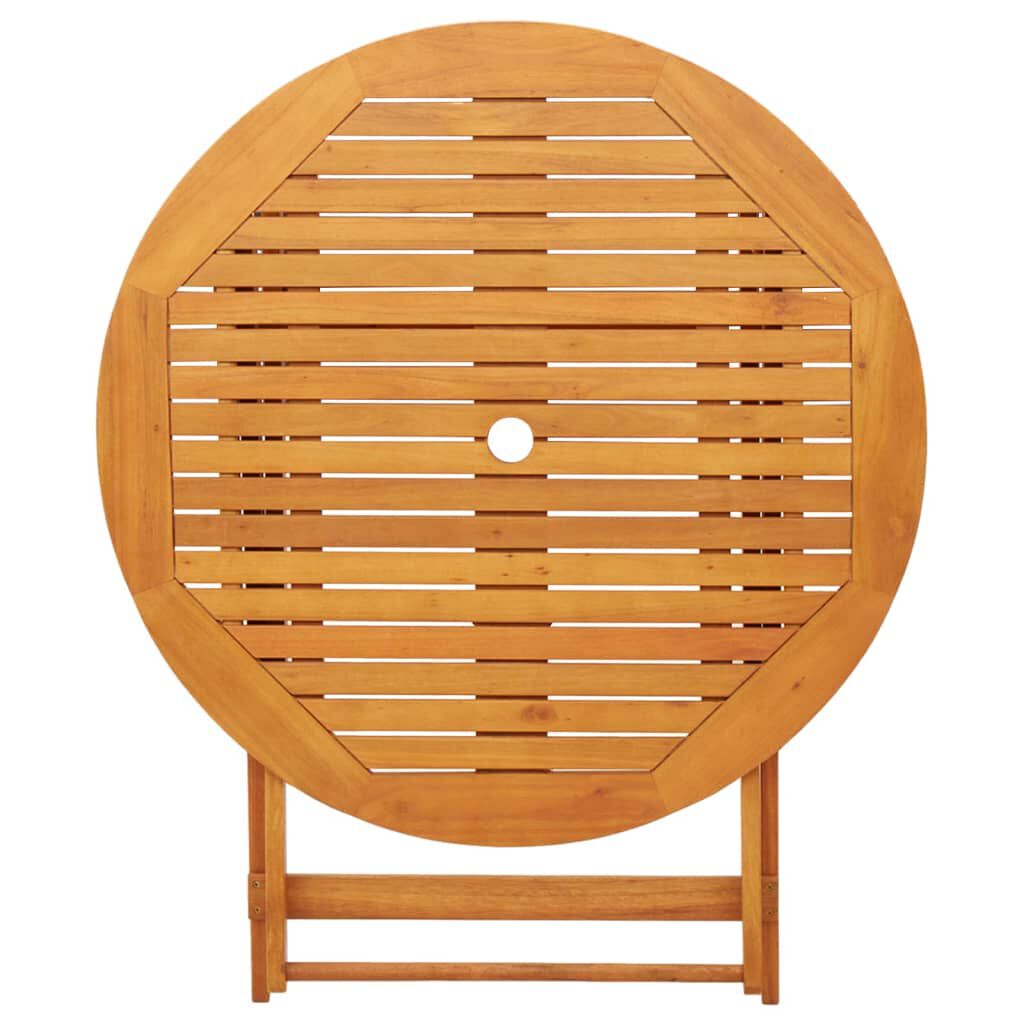 vidaXL Folding Garden Table Ø90x75 cm Solid Eucalyptus Wood