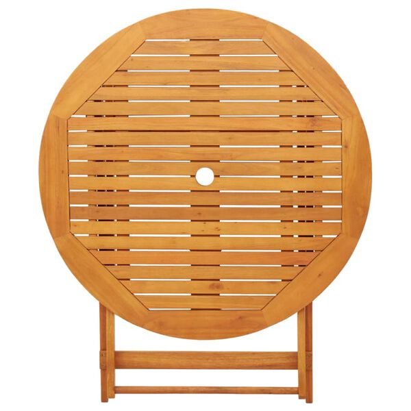 vidaXL Folding Garden Table Ø90x75 cm Solid Eucalyptus Wood