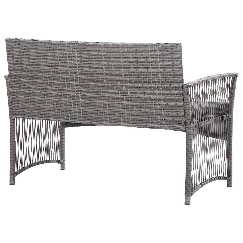 vidaXL 4 Piece Garden Lounge Set with Cushion Poly Rattan Anthracite