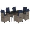 vidaXL 7 Piece Garden Dining Set with Cushions Grey Poly Rattan