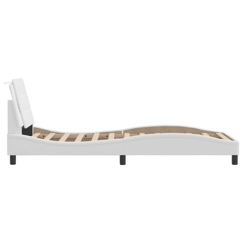 vidaXL Bed Frame with LED without Mattress White 100x203 cm