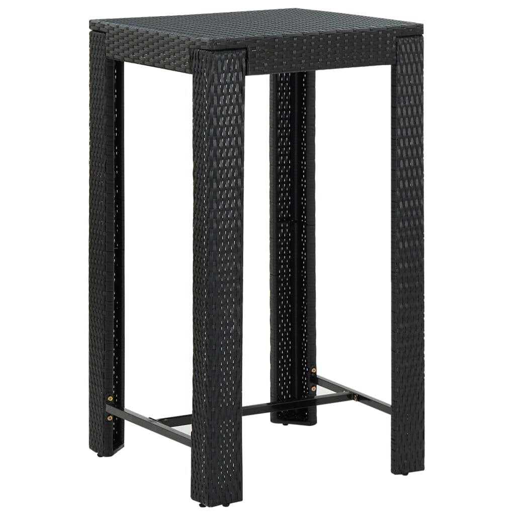 vidaXL 3 Piece Garden Bar Set Black Poly Rattan&Solid Wood Acacia