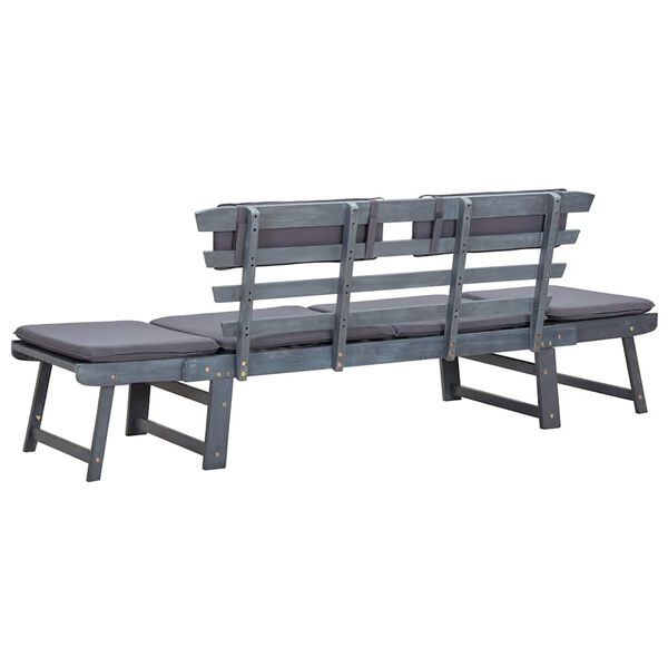 vidaXL Garden Bench with Cushions 2-in-1 190 cm Grey Solid Acacia Wood