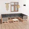 vidaXL 10 Piece Garden Lounge Set with Cushions Solid Pinewood