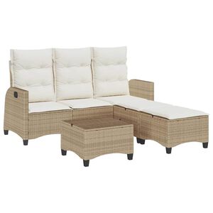 vidaXL 3 Piece Garden Sofa Set with Cushions L-shaped Beige Poly Rattan