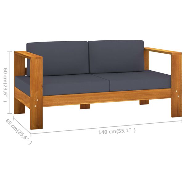 vidaXL 10 Piece Garden Lounge Set with Dark Grey Cushions Acacia Wood