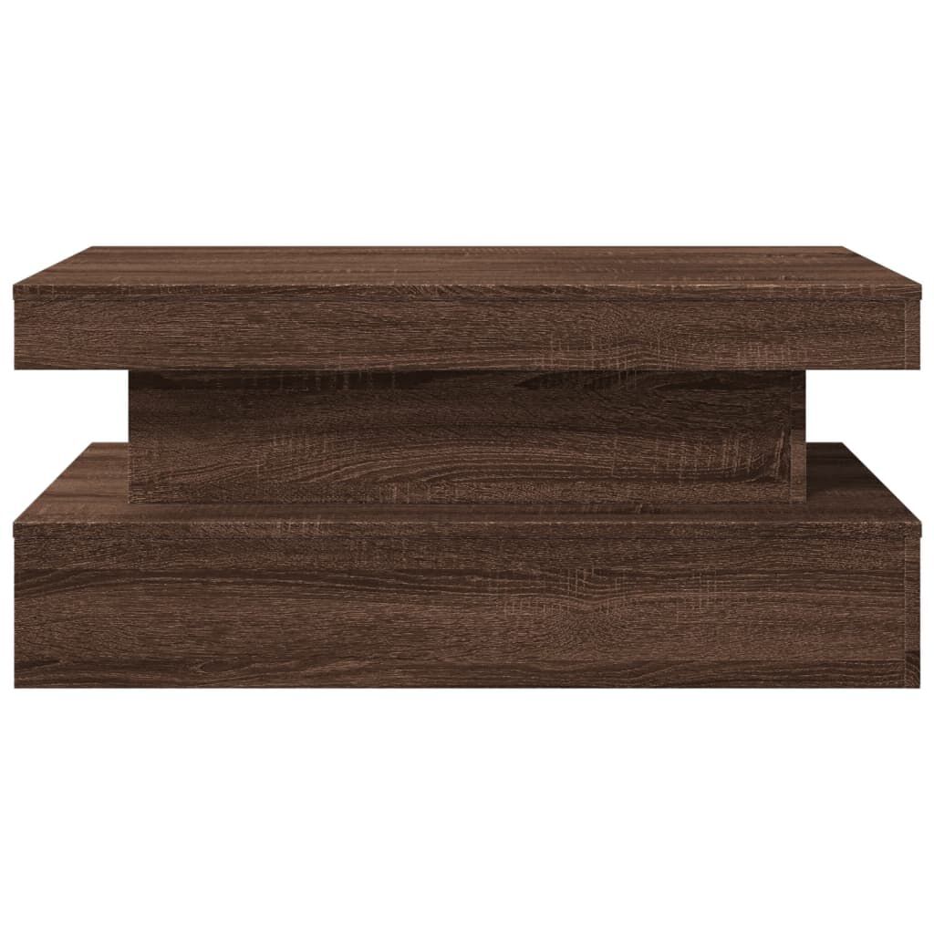vidaXL Coffee Table with LED Lights Brown Oak 90x50x40 cm