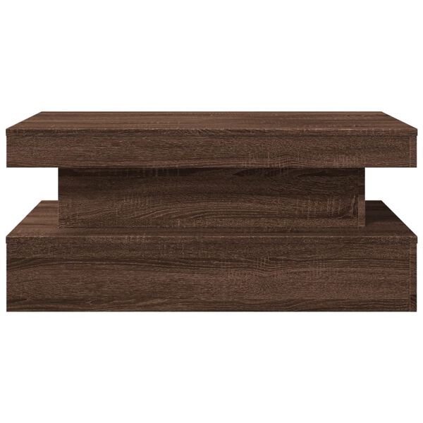 vidaXL Coffee Table with LED Lights Brown Oak 90x50x40 cm