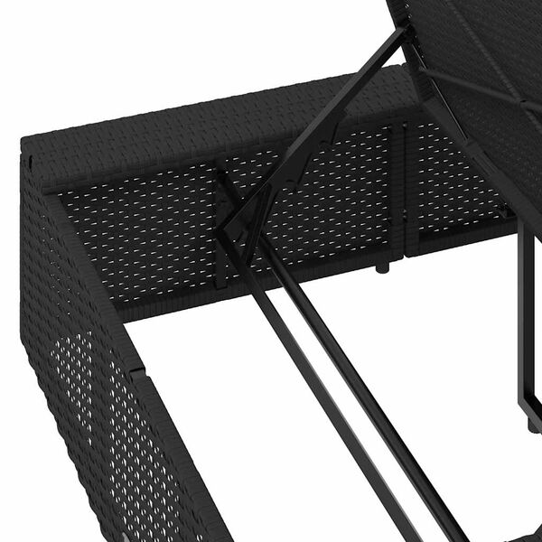 vidaXL Sunbed with Floating Cushion Black Poly Rattan