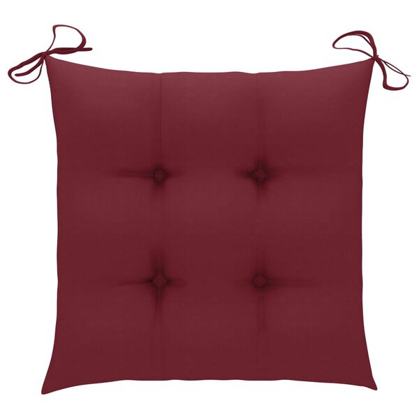 vidaXL Garden Chairs with Wine Red Cushions 2 pcs Solid Teak Wood (41999+314887)