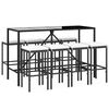 vidaXL 9 Piece Garden Bar Set with Cushions Black Poly Rattan