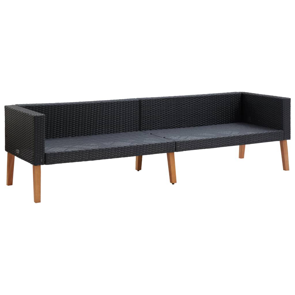 vidaXL 4 Piece Garden Lounge Set with Cushions Poly Rattan Black