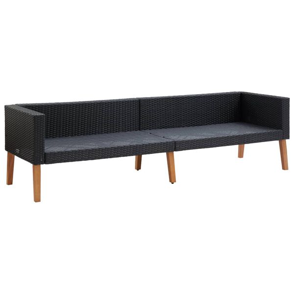 vidaXL 4 Piece Garden Lounge Set with Cushions Poly Rattan Black