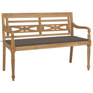 vidaXL Batavia Bench with Taupe Cushion 120 cm Solid Teak Wood
