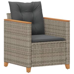 vidaXL Garden Chair with Cushions Grey Poly Rattan