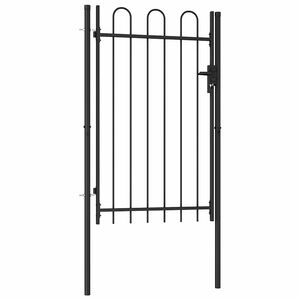 vidaXL Fence Gate Single Door with Arched Top Steel 1x1.5 m Black