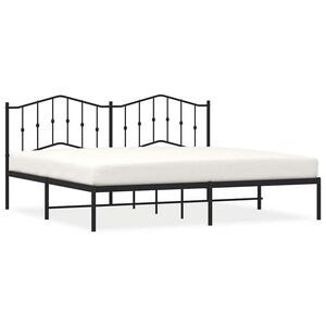 vidaXL Metal Bed Frame without Mattress with Headboard Black 193x203cm