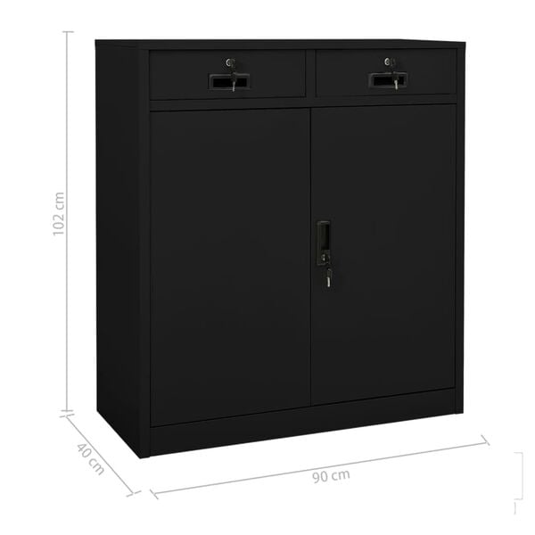 vidaXL Office Cabinet Black 90x40x102 cm Steel